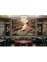 วอลเปเปอร์ภาพตลาดน้ำไทยโทนหรู นำเสนอขนมไทยสีหวาน สร้างบรรยากาศคลาสสิกให้พื้นที่ร้านอาหารระดับพรีเมียม