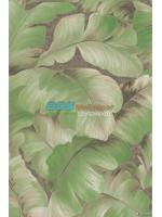 JPOP15-78 ลายใบไม้ใหญ่ สีเขียว พื้นน้ำตาล