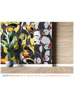 ปริ้นวอลเปเปอร์ต่อลายนกการ์ตูน ตกแต่งภายใน น่ารักๆ เป็นฉากหลังถ่ายรูป สีสันสดใส