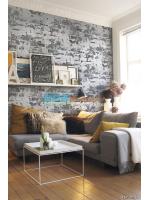 JPOP15-35 ลายอิฐเก่า สีฟ้าปนขาว