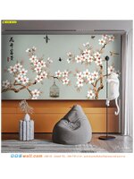 ปริ้นวอลเปเปอร์ ตามพื้นที่ ปรับให้ห้องสว่างเเละโล่งขึ้น ด้วยภาพช่อดอกไม้ขาวบานสะพรั่ง เหมาะกับห้องที่รับเเสงได้ดี