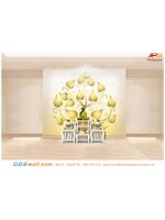 บริการ พิมพ์วอลเปเปอร์ห้องพระ ลายใบโพธิ์สีทอง ลวดลายศิลปะไทย พื้นหลังสีทองขาว ที่ทำให้รู้สึกผ่อนคลาย
