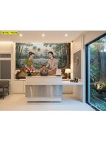 วอลเปเปอร์ภาพพิมพ์ลายไทยช่วยเสริมเอกลักษณ์โซนต้อนรับ ให้บรรยากาศหรู สุภาพ และน่าเข้าใช้บริการ