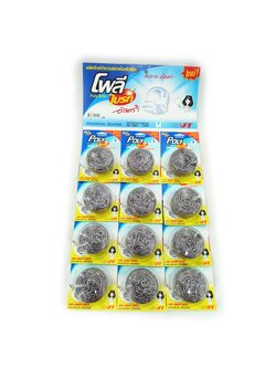 ฝอยขัดสแตนเลส โพลีอัลตร้าไบรท์ ยกแผง 12 ชิ้น