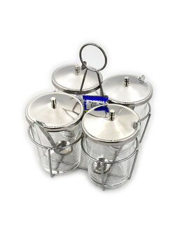 ชุดเครื่องปรุงแก้วโครงลวดเหล็ก