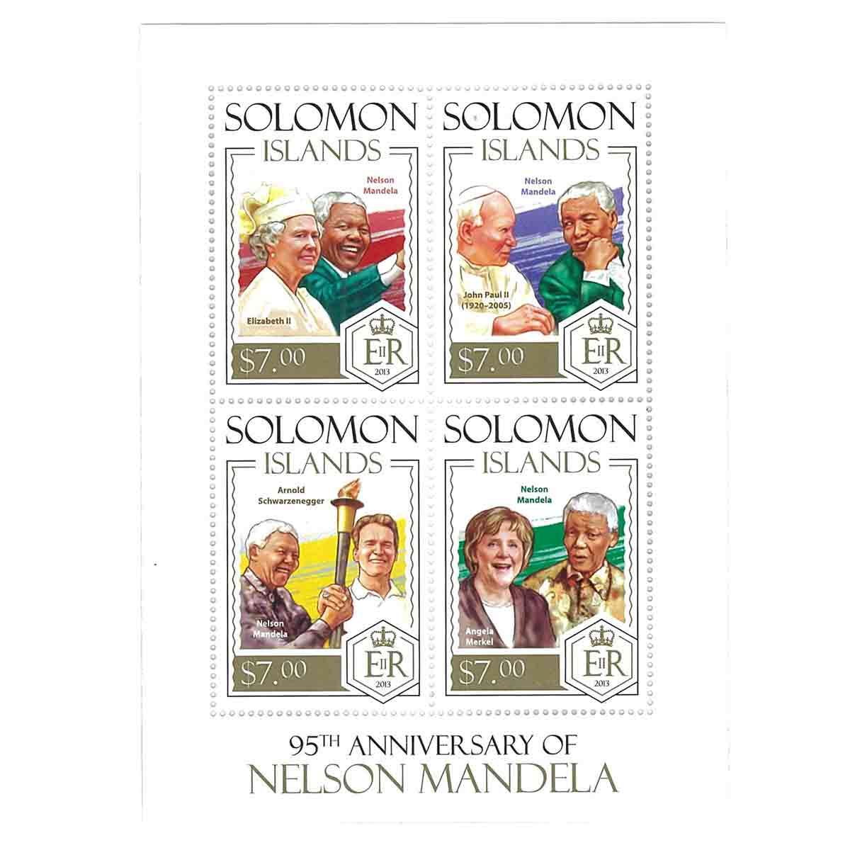 Solomon Islands Stamp, 2013 95th Anniversary of Nelson Mandela