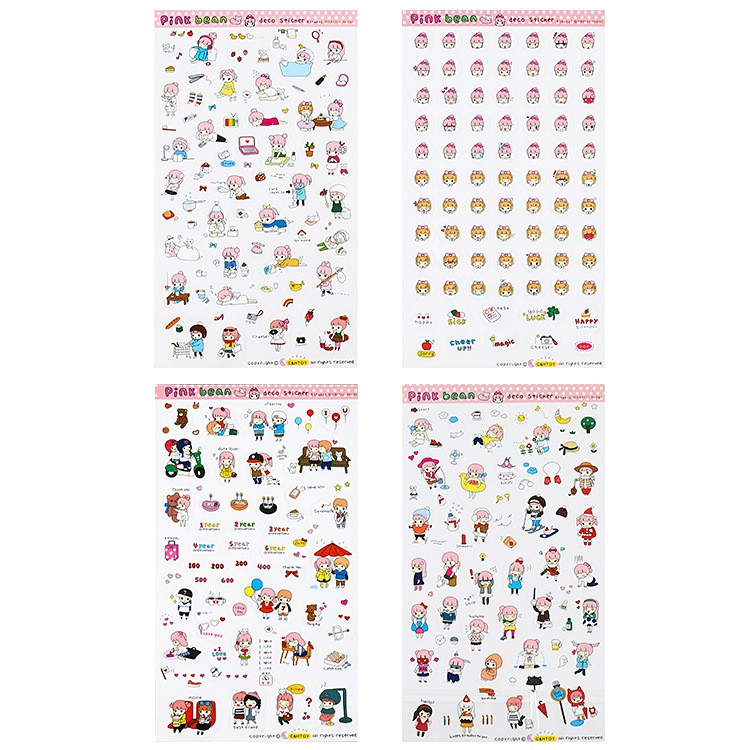 MUISUNGSHOP สติ๊กเกอร์ pink bean ลายการ์ตูน พร้อมส่งไทย