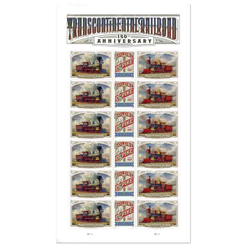 USA Stamp, 2019 Transcontinental Railroad S/S