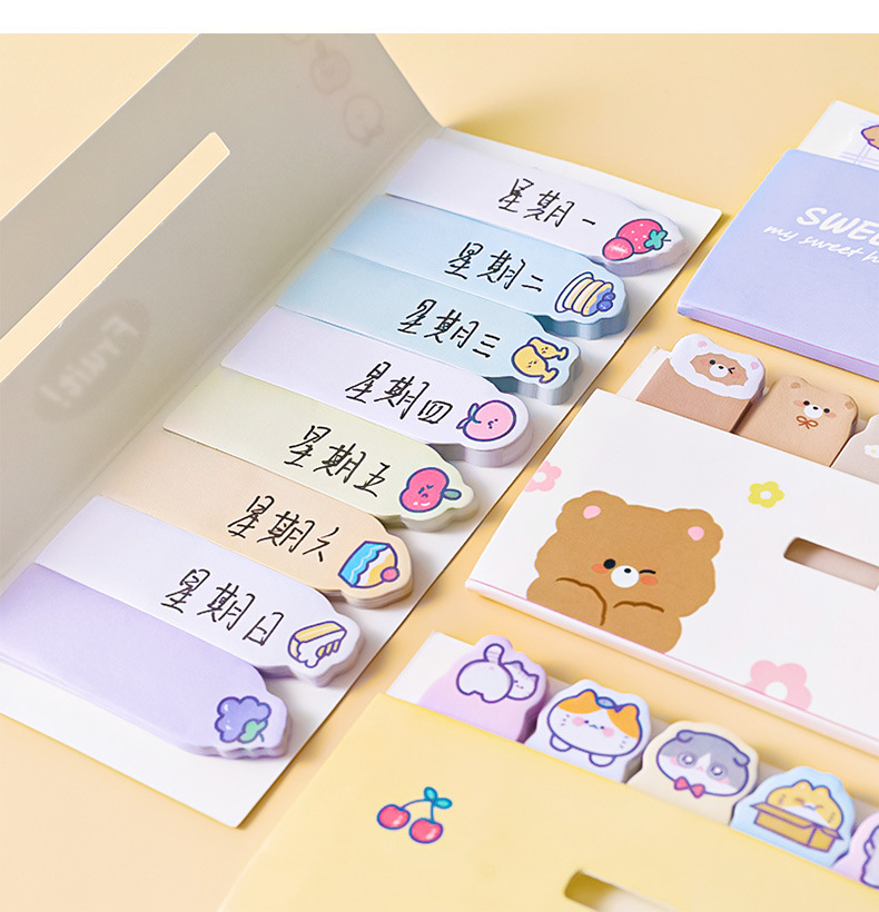MUISUNGSHOP สติ๊กเกอร์ กระดาษโน๊ต index ลายการ์ตูน Sticky Notes สําหรับติดตกแต่ง เครื่องเขียน กระดาษโน้ตแบบมีกาว