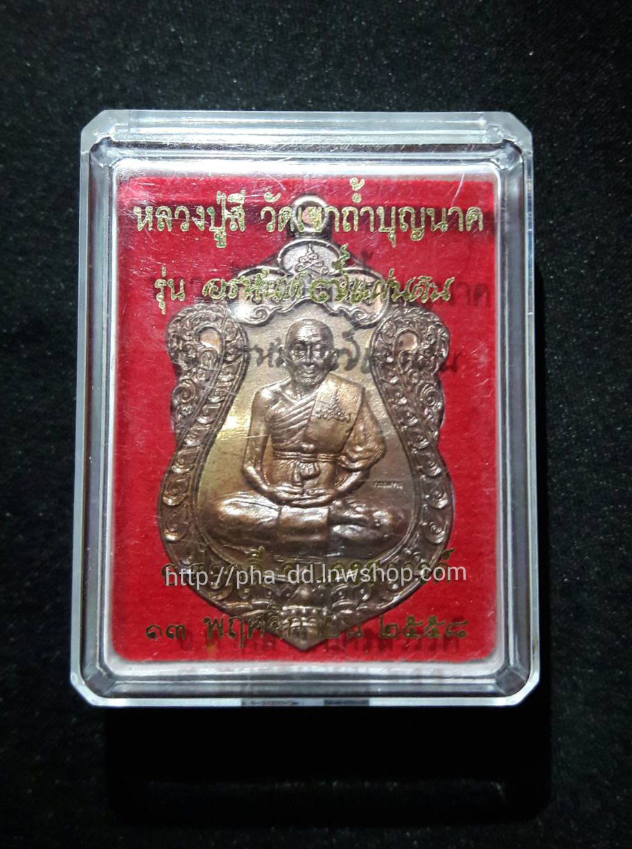 เหรียญเสมาหลวงปู่สี วัดเขาถ้ำบุญนาค รุ่นอรหันต์ 7 แผ่นดิน เนื้อทองแดง (กรรมการ) พร้อมกล่อง