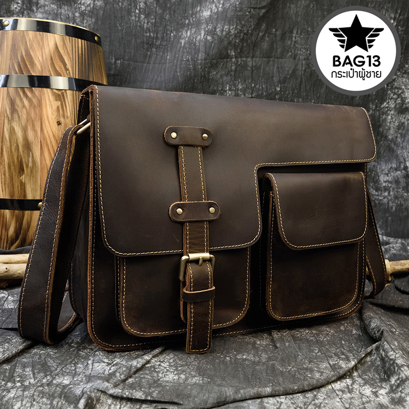กระเป๋าหนังแท้ กระเป๋าสะพายข้างผู้ชาย [CODE: A047]