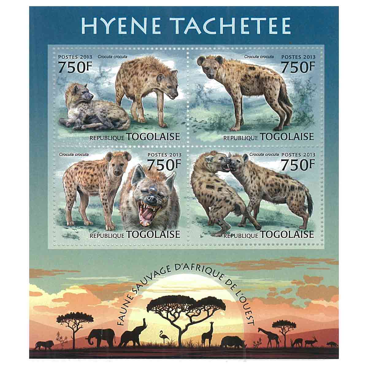 Togo Stamp, 2013 Spotted Hyena, Wildlife, Animals
