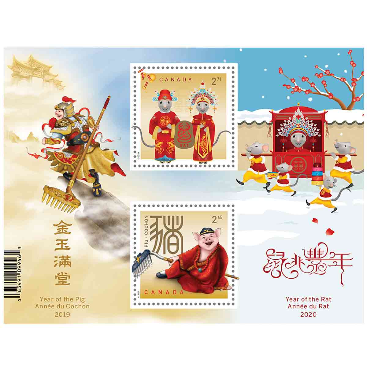 Canada Stamp, 2020 Year of the Rat S/S