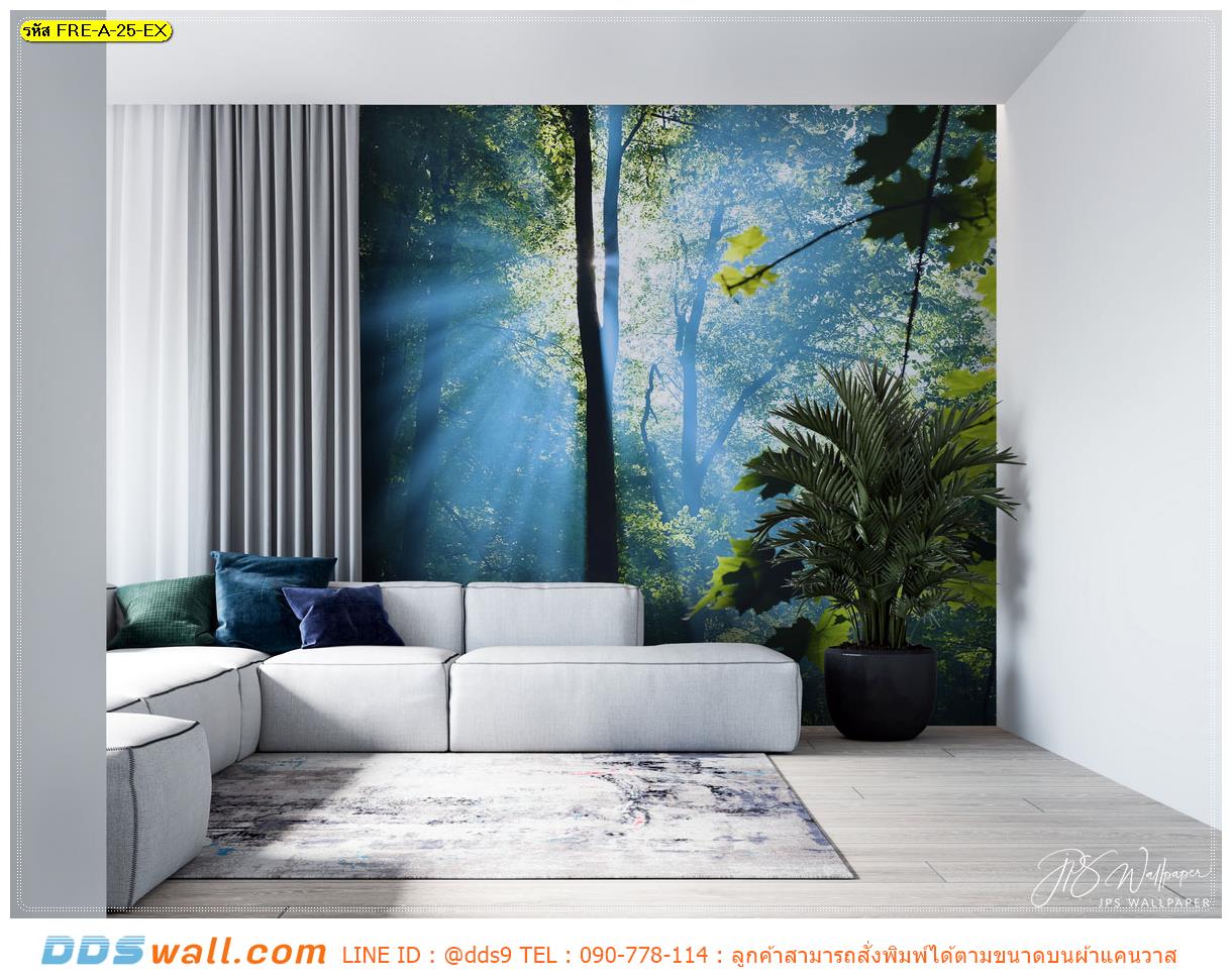 ภาพศิลปะ ผ้าCanvas แต่งห้องนั่งเล่น ภาพลายธรรมชาติ แสงแดดโทนสีสบายตา สไตล์โมเดิร์น