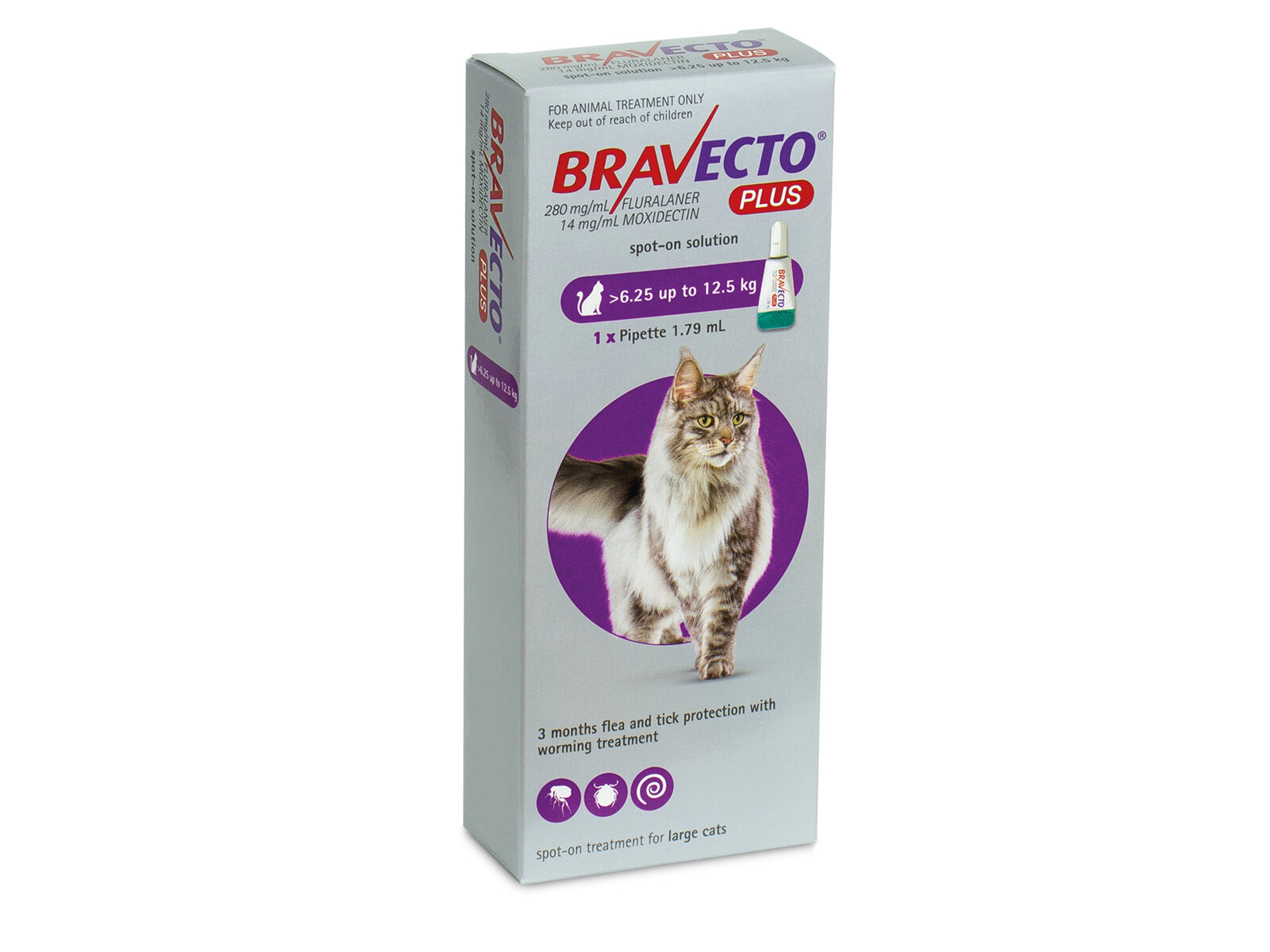 BRAVECTO SPOT ON FOR CATS ยาหยดหลังบราเวคโต้ กำจัดเห็บหมัด ไรขี้เรื้อน ไรหู ป้องกันได้นาน 3 เดือน สำหรับแมวน้ำหนัก 6.3-12.5 กก.