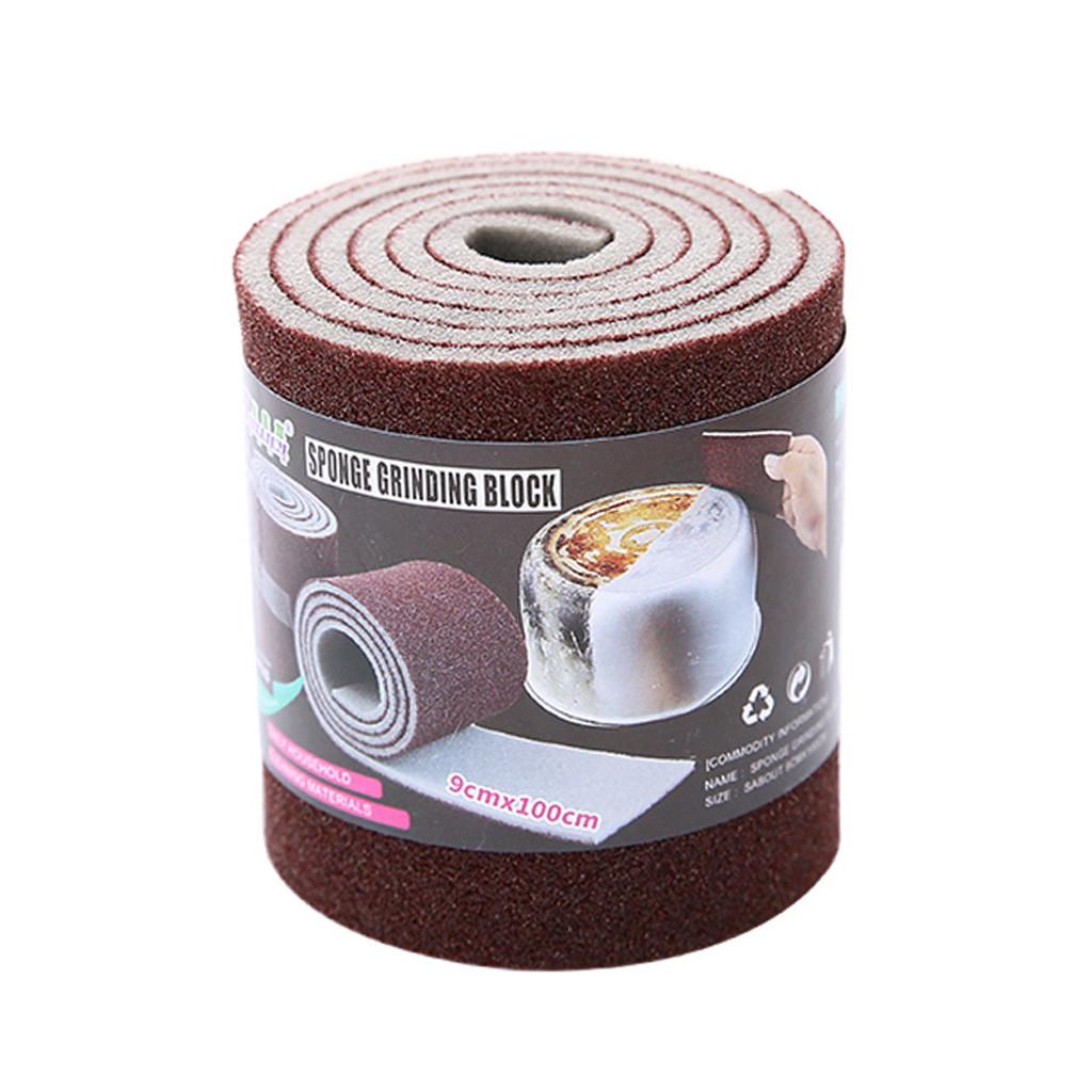 MUISUNGSHOP แผ่นขัดสนิม Emery sponge แปรงฟองน้ำสำหรับทำความสะอาดห้องครัว ขนาด 9x100 ซม.