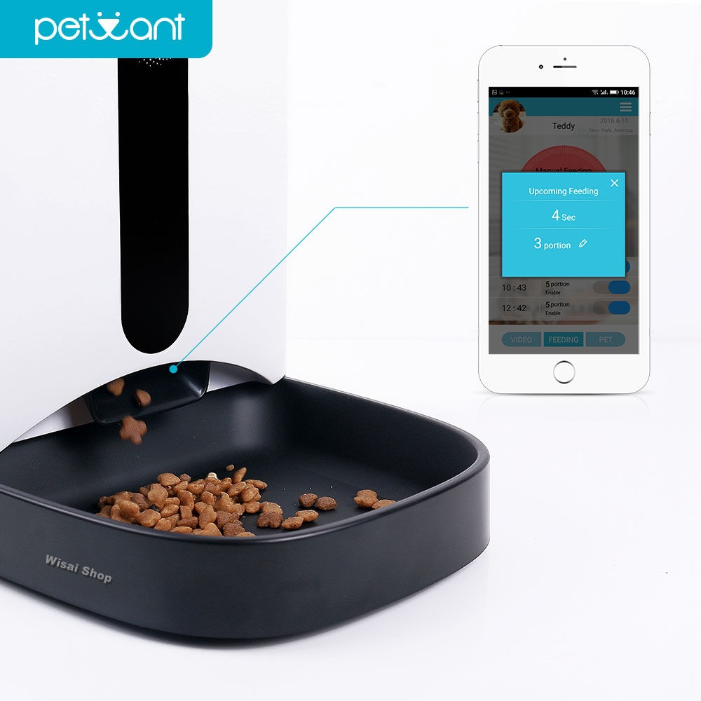 Petwant เครื่องให้อาหารแมวและสุนัข อัตโนมัติ Automatic Pet Feeder รุ่น PF-103 สามารถควบคุมการทำงานผ่าน APP และดูวีดีโอ Real Time ได้ พร้อมรับประกัน 3 เดือน