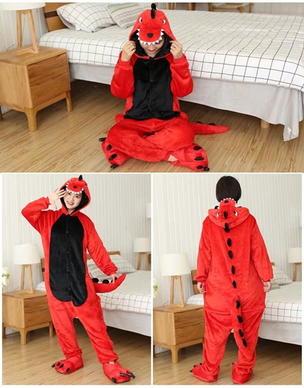 7C84 ชุดมาสคอต ชุดนอน ชุดแฟนซี มังกรแดง Mascot Red Dragon Costumes