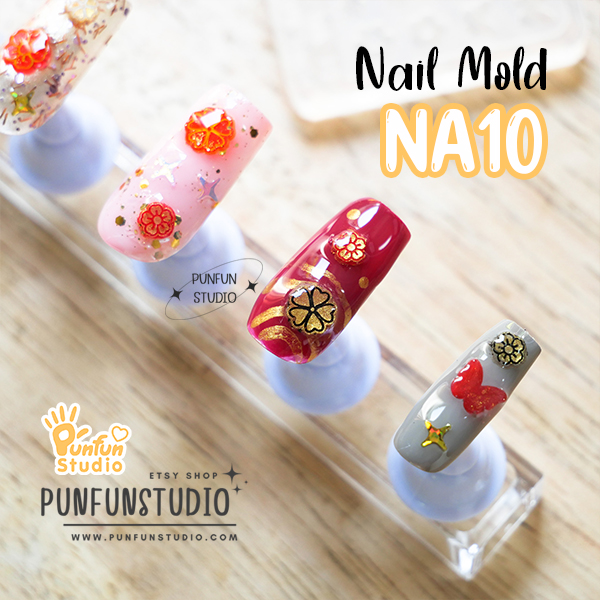 NA 10 / Nail Decoration Mold / Clear Mold for UV Resin / Thickness 0.3 - 0.5 mm / Silicone Mold
