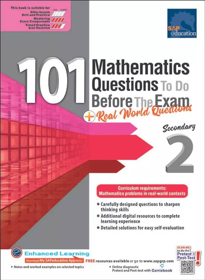 แบบฝึกหัดคณิตศาสตร์ภาอังกฤษ ม.2 101 Mathematics Questions To Do Before The Exam + Real World Questions Secondary 2