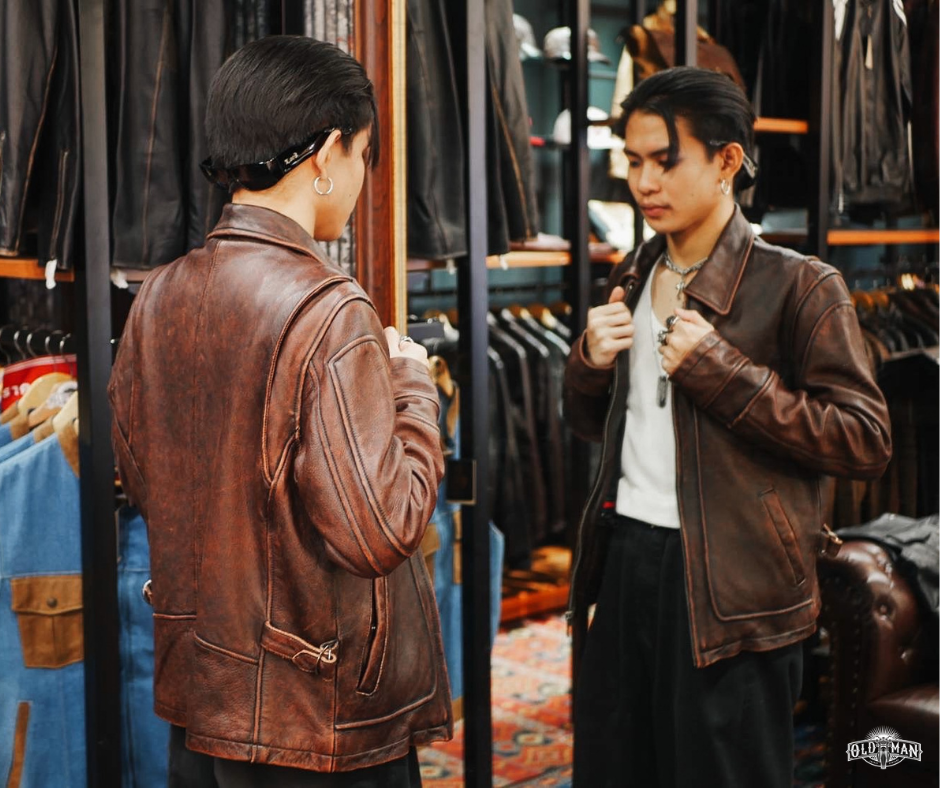 เสิ้อหนังแท้ Country Man สีน้ำตาล (กรุณาสอบถามไซส์ก่อนสั่งซื้อ)