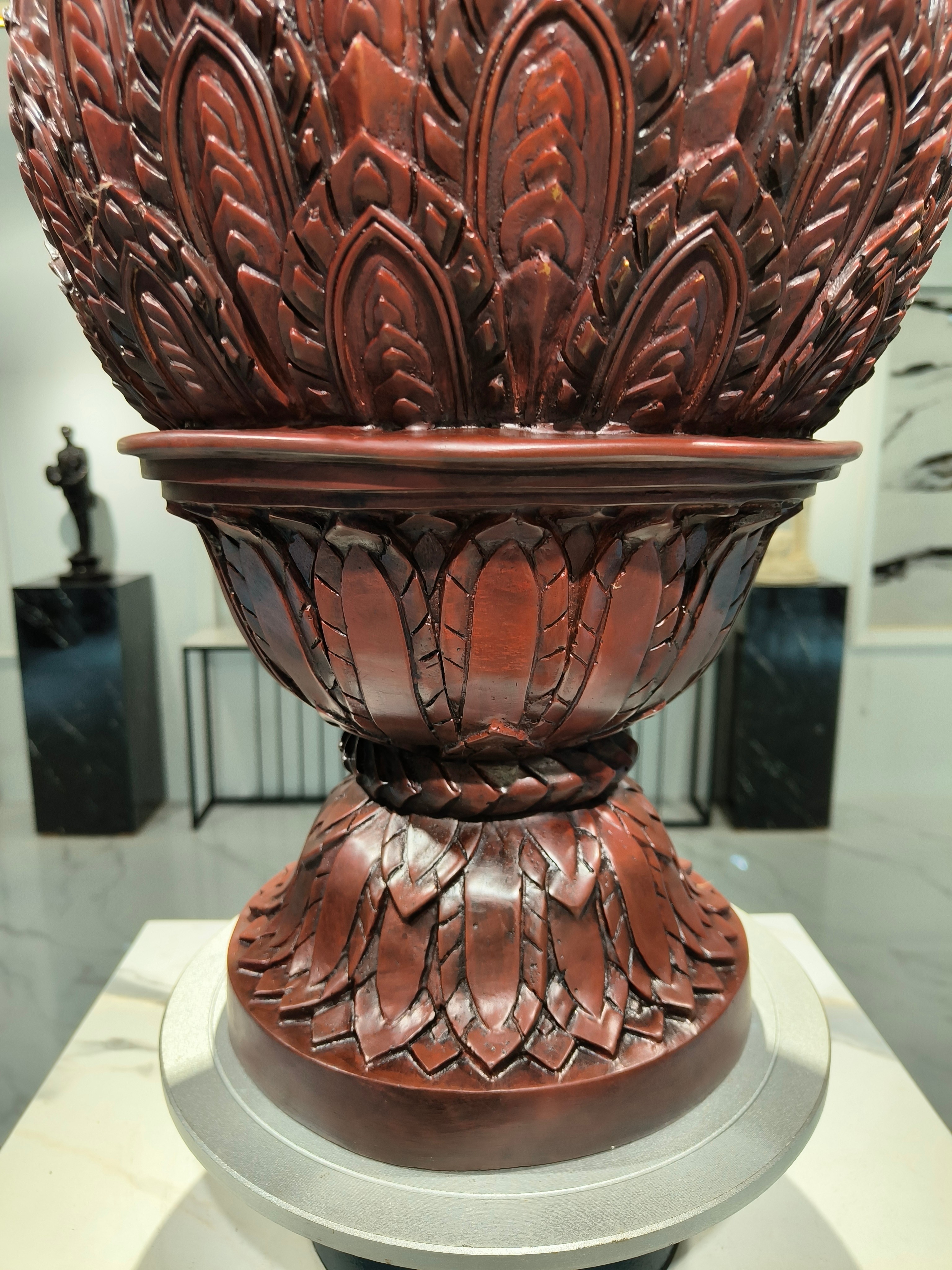 พานพุ่มสักการะ เนื้อสัมฤทธิ์ ขนาดใหญ่ ทำสีพิเศษ