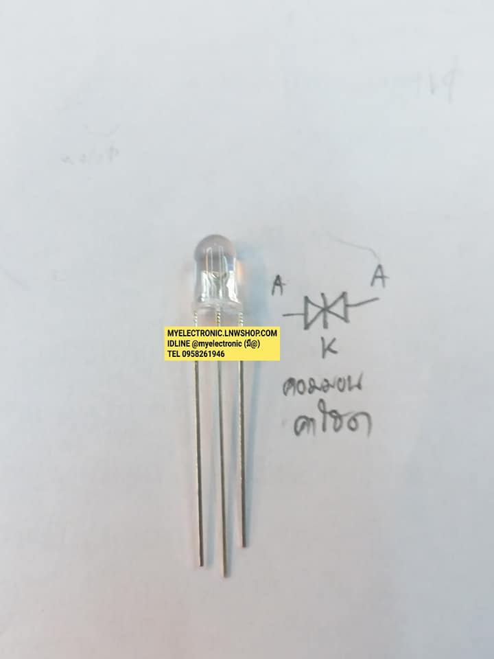 LED2สี3ขาคอมมอนคาโธดหัวใสแสงสีแดง+สีเขียวLED COMMON CATHODE RED+GREEN