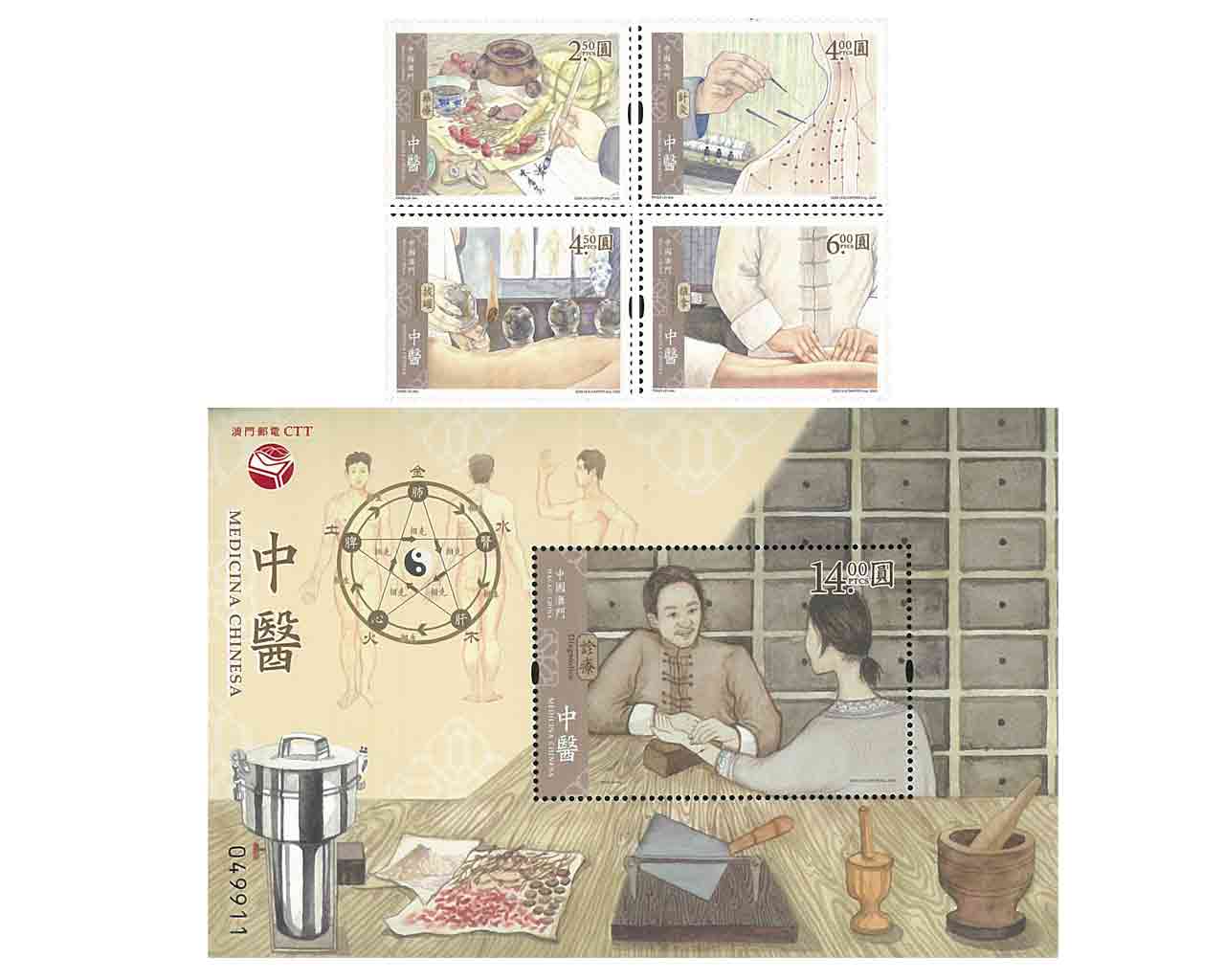 แสตมป์มาเก๊า Macau Stamp 2020 Chinese Medicine (ชีท + แสตมป์)