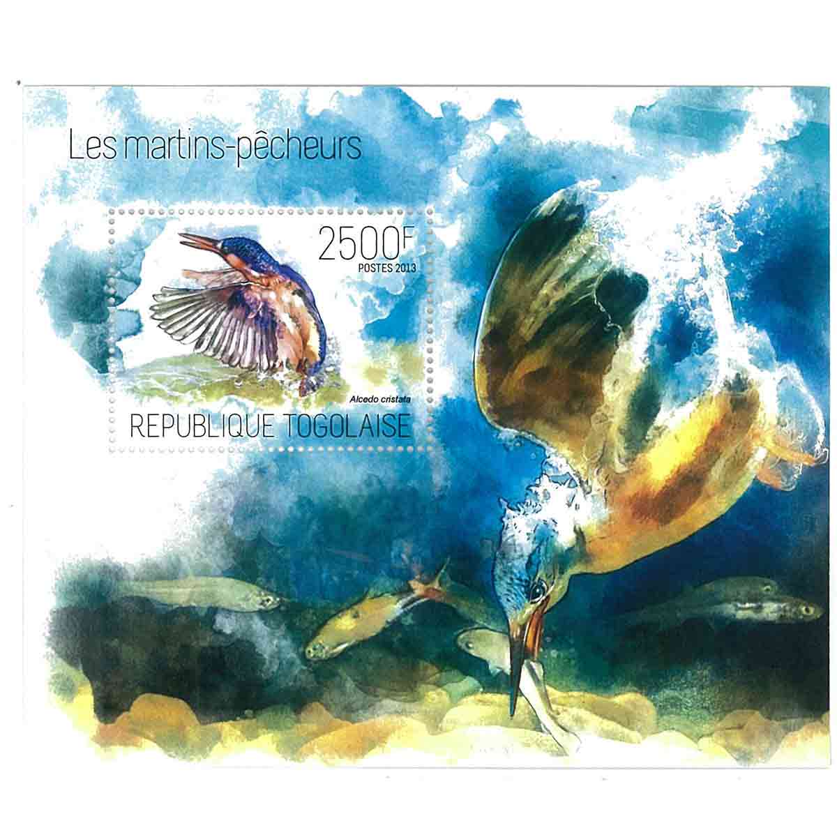 Togo Stamp, 2013 Kingfishers, Birds, Fishes S/S