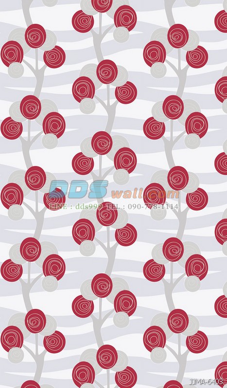 JSHR15-64 ลายต้นไม้ สไตล์โมเดิร์น สีแดง