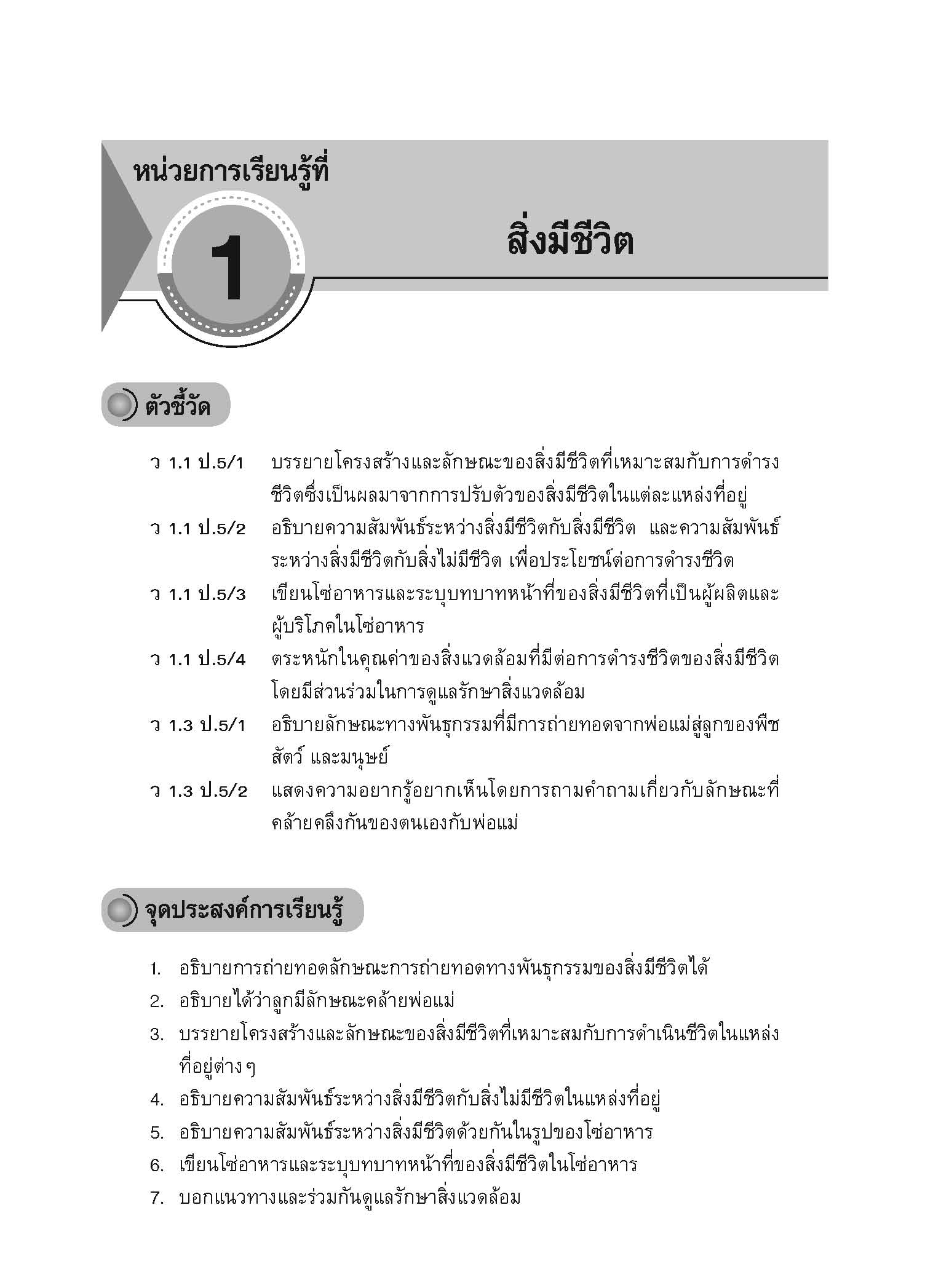 แบบประเมินผลตามตัวชี้วัด วิทยาศาสตร์ ป.5 (ฉบับปรับปรุง พ.ศ. 2560)
