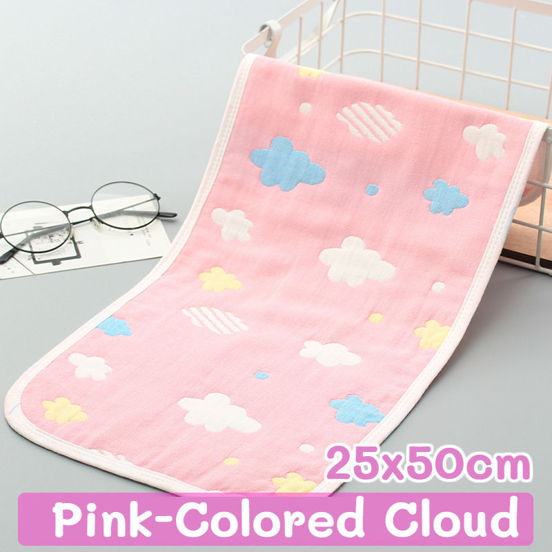 muisungshop ผ้าขนหนูสำหรับเด็กลายน่ารัก ผ้าสาลู ทำจากฝ้าย 100% ทอ 6 ชั้น ขนาด 25*50 ซม