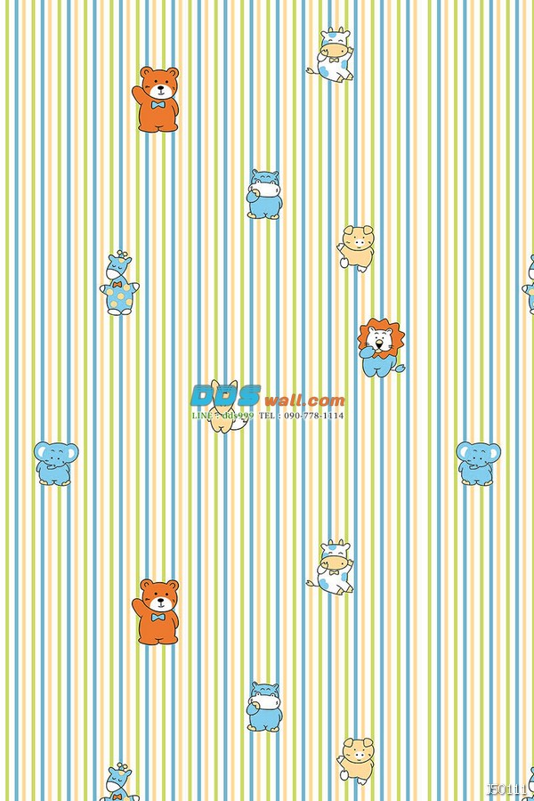 JCAN12-37 ลายการ์ตูน รูปสัตว์ต่างๆ สีเขียว