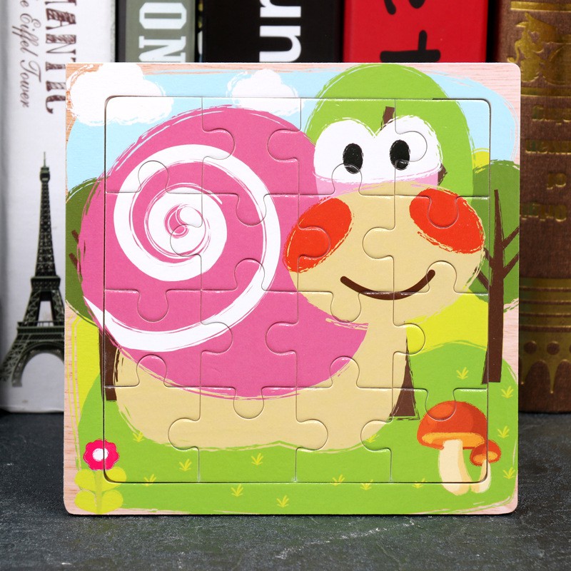 MUISUNGSHOP จิ๊กซอว์ไม้ 16 ชิ้น จิ๊กซอไม้ ตัวต่อไม้ ของเล่นเสริมพัฒนาการ