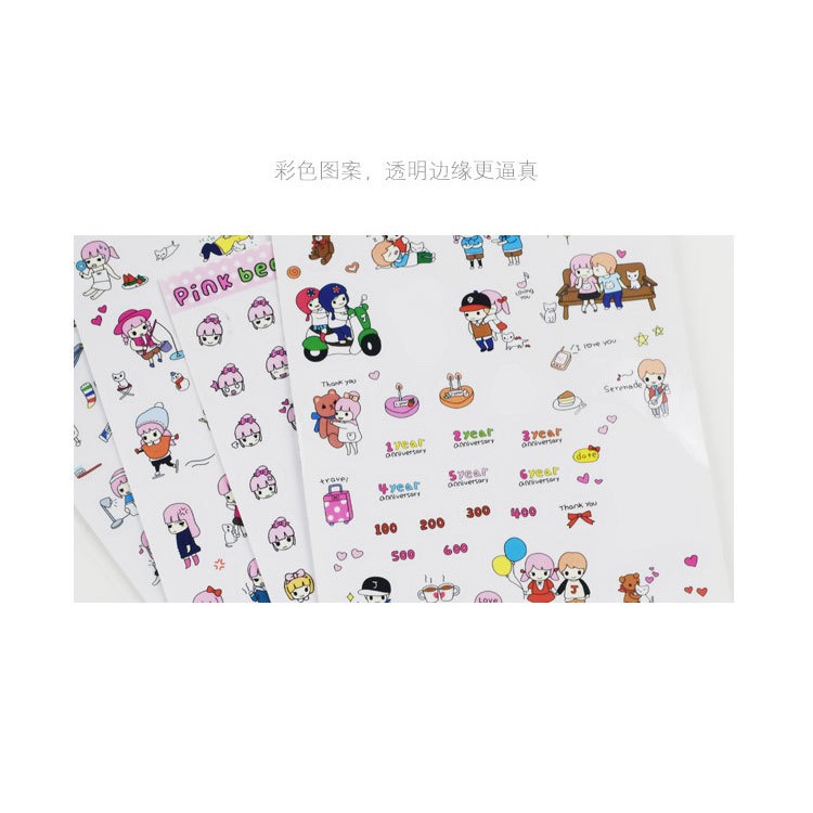 MUISUNGSHOP สติ๊กเกอร์ pink bean ลายการ์ตูน พร้อมส่งไทย