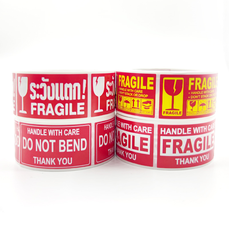 MUISUNGSHOP ★250/ม้วน★ สติ๊กเกอร์ระวังแตก Fragile Sticker