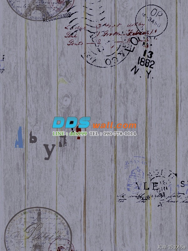 JFAY12-54 ลายหอไอเฟลบนไม้เก่า สีม่วง