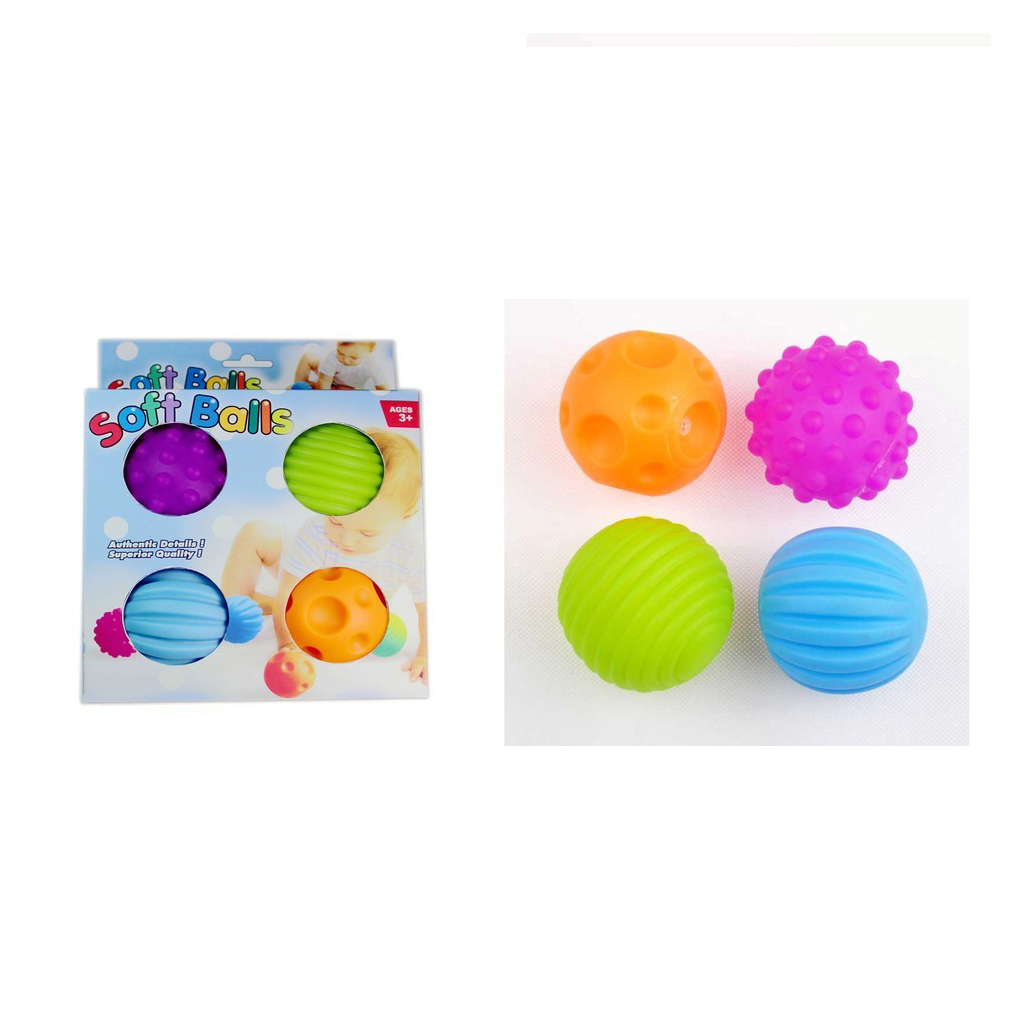MUISUNGSHOP Softball เซ็ต 4 / 6 ลูก : ลูกบอลยางนิ่ม บีบแล้วมีเสียง ปลอดสาร BPA เสริมพัฒนาการ ของเล่นสำหรับลูกน้อย โดย muisungshop