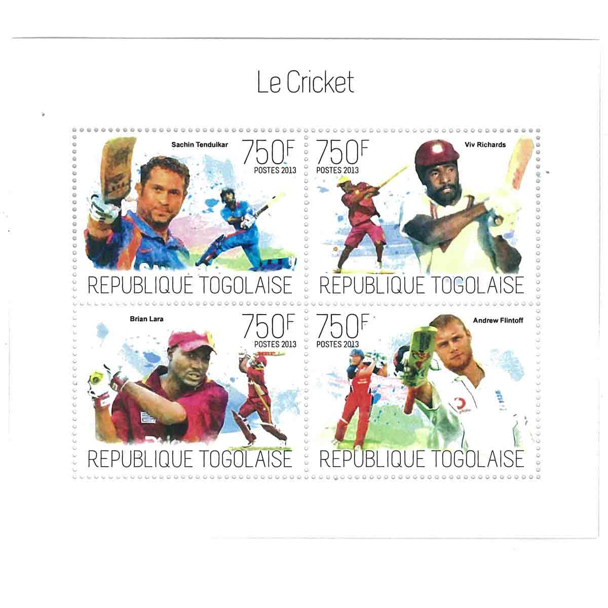 Togo Stamp, 2013 Cricket, Sport, Famous Player