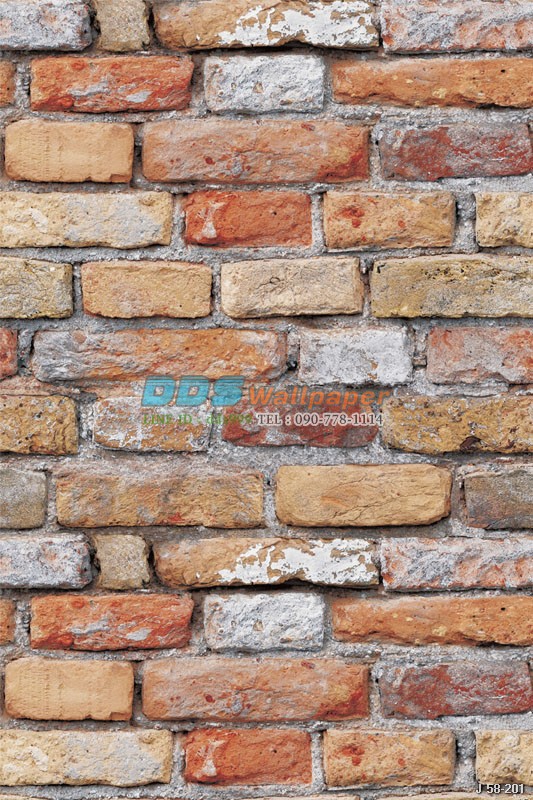 JPOP15-30 ลายอิฐ สีส้มปนขาว