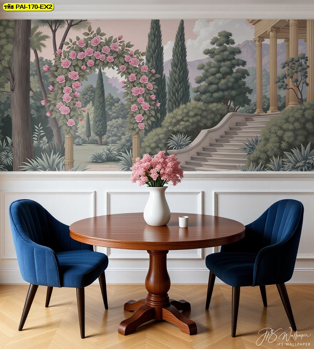 ร้านอาหารยุโรปสวยครบ ด้วยวอลเปเปอร์ดีไซน์สวนยุโรป