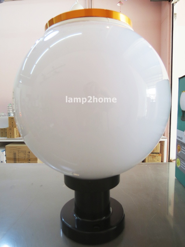 โคมไฟหัวเสาโซล่าเซลล์ 2 สี แบบกลม 10 นิ้ว