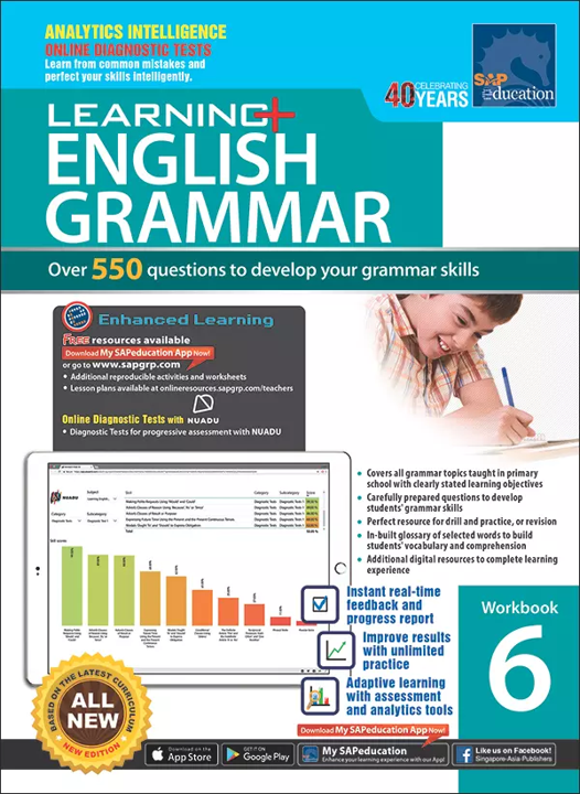 แบบฝึกหัดภาษาอังกฤษ Grammar ป.6 Learning+ English Grammar Workbook 6