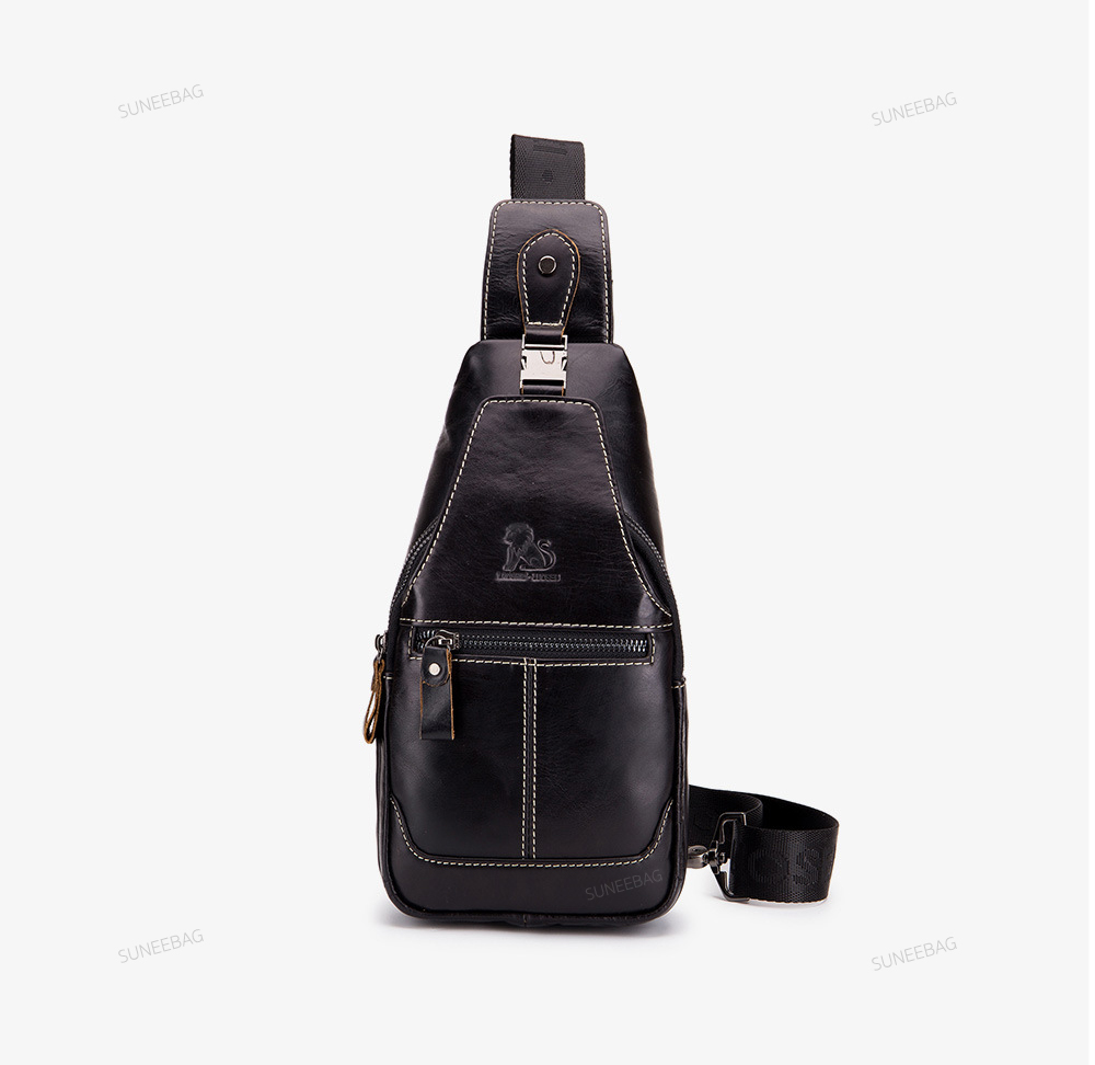 กระเป๋าคาดอกผู้ชาย หนังแท้100% พกพาสะดวก ใส่สมุด ใส่ iPad และของใช้ส่วนตัวได้ รหัส B038