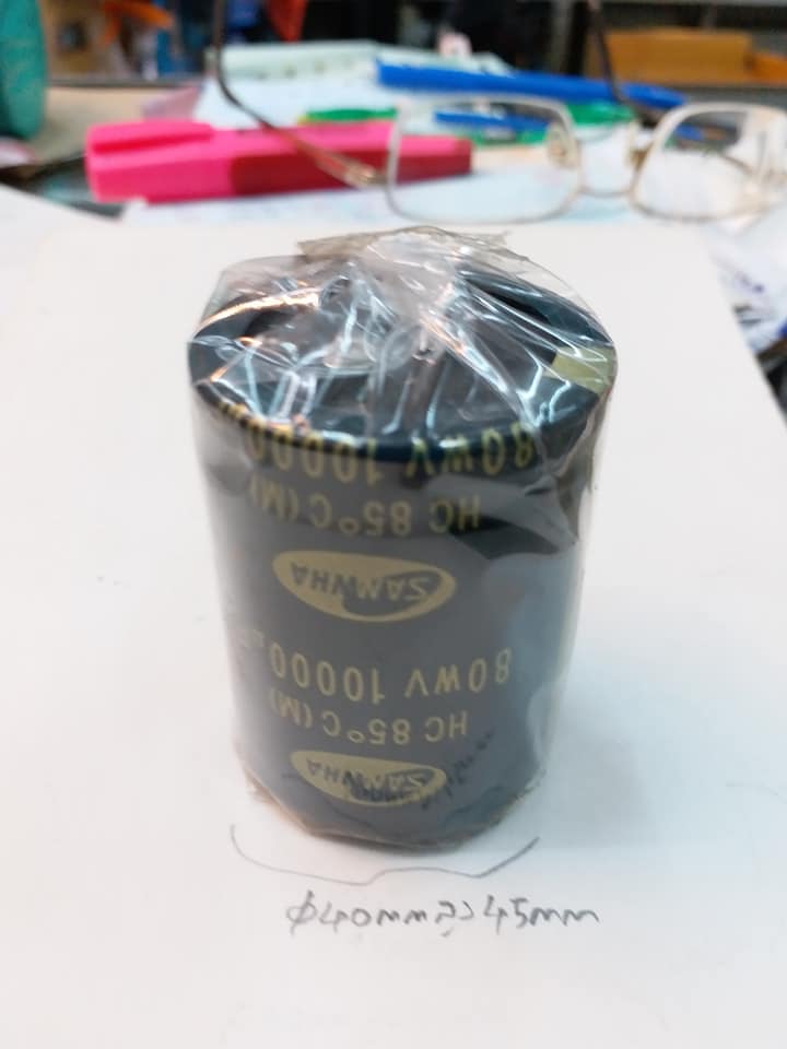 10000UF80VDC85cเส้าผ่านศูนย์กลางอ้วน40สูง45มม40X45MMยี่ห้SAMWHAหคาปาซิเตอร์อิเล็กโตรไลท์ราคาตัวล่ะ