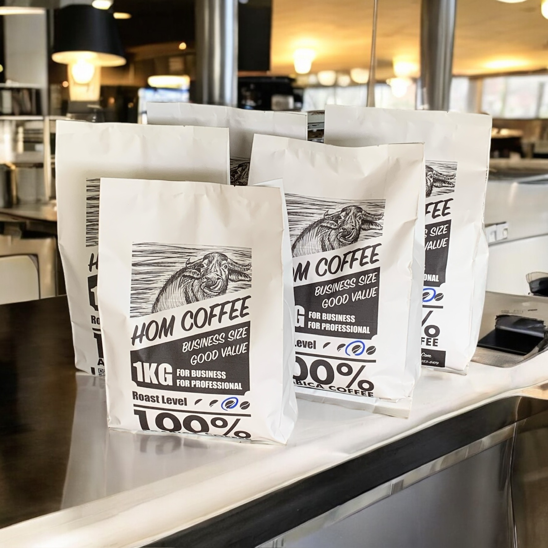 ขายส่ง กาแฟคั่วพร้อมบด ถุงละ 1 กิโลกรัม ( แพ็ค 1 , 3 , 5 กก. ) สำหรับร้านกาแฟ สำนักงาน โรงแรม อาราบิก้า 100% ราคาถูก พร้อมขาย กลิ่นหอม จากหอมฟาร์ม