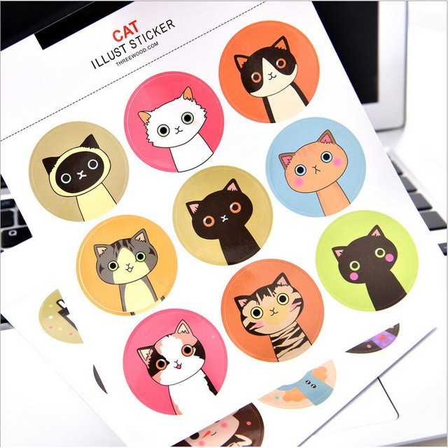 Muisungshop 🐱 Cat Illust Sticker สติ๊กเกอร์กลมหน้าแมว 🐱
