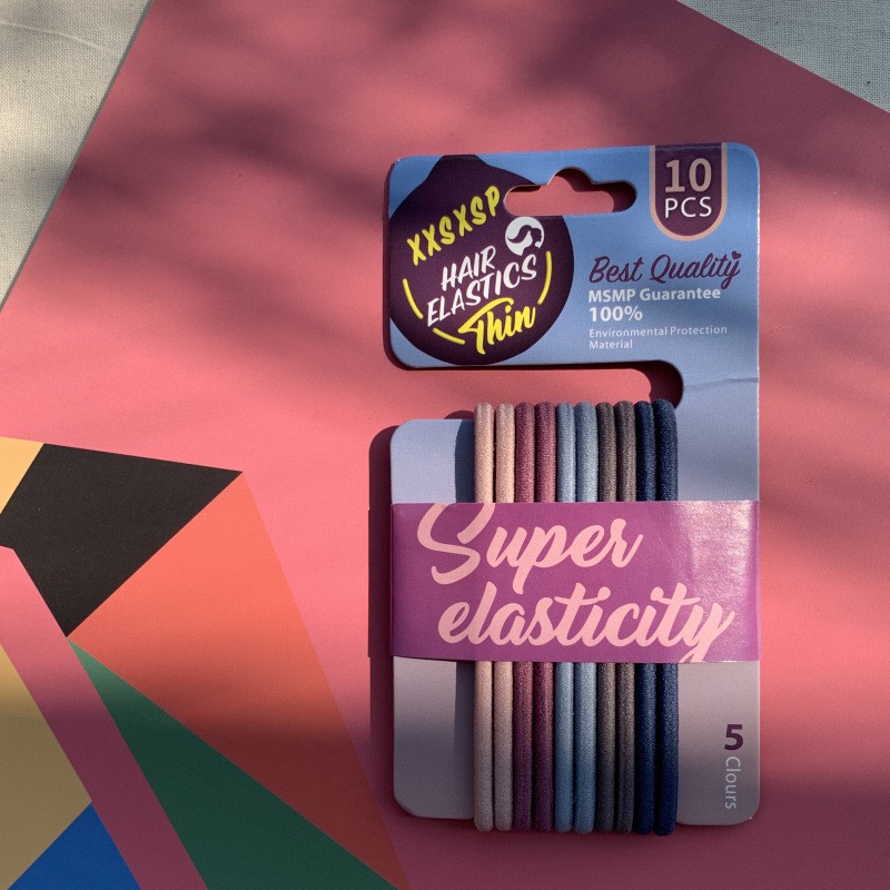 MUISUNGSHOP ยางรัดผมอย่างดี สไตล์เกาหลี super elastic เส้นใหญ่ ไม่ขาดง่าย 10ชิ้น / 5 สี
