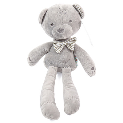 MUISUINGSHOP 🐻 ตุ๊กตาหมีเน่า Bedtime Bear โบว์แดง โบว์เทา ขนาด 42 ซม. (ความยาววัดถึงปลายหู) ลดเหลือ 119 บาท โดย muisungshop