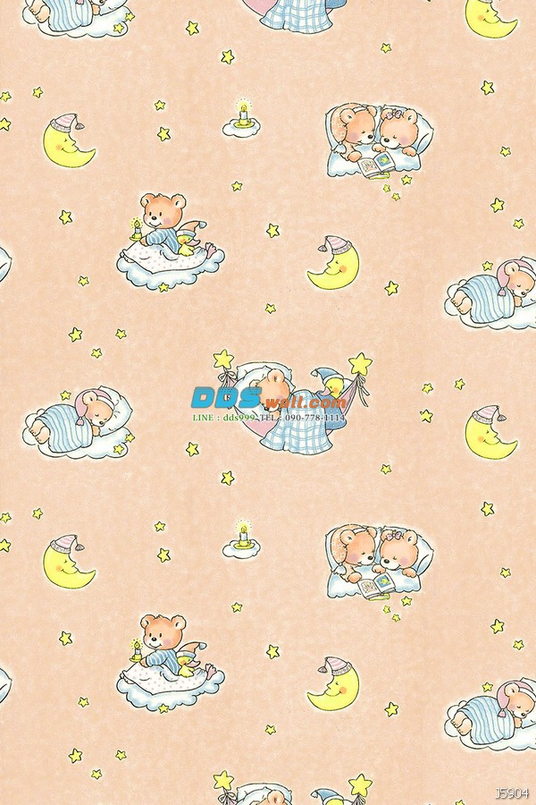 JCAN12-41 ลายการ์ตูน รูปหมีน้อยกับดวงดาว สีโอรส